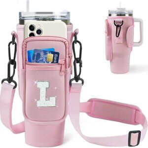 Initial A-Z Water Bottle Carrier Bag with Strap for Stanley 40 oz